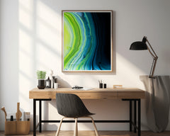 Dark and Green Waves Abstract Wall Art