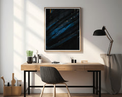 Night View on Mountain with Blue Light Abstract Wall Art