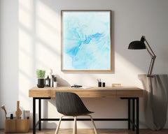 Cyan Color Oil Spread Abstract Wall Art