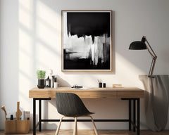 Black and White Brush Strokes Abstract Wall Art