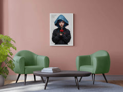 Anime Girl with Blue Hair and Blue Eyes in a Blue Jacket Wall Art - beink online art store