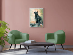 Watercolor Black Cat Animal Wall Art