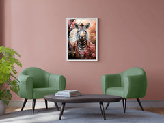 Watercolor Zebra with Flowers Animal Wall Art