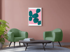 Jade Green Stone With Pink Background Wall Art