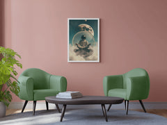 Astronaut is engaged in meditation in space wall art - beink online art store