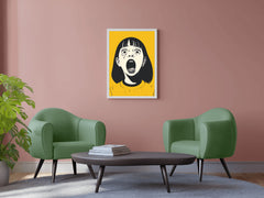 Crying Girl With Yellow Background Wall Art