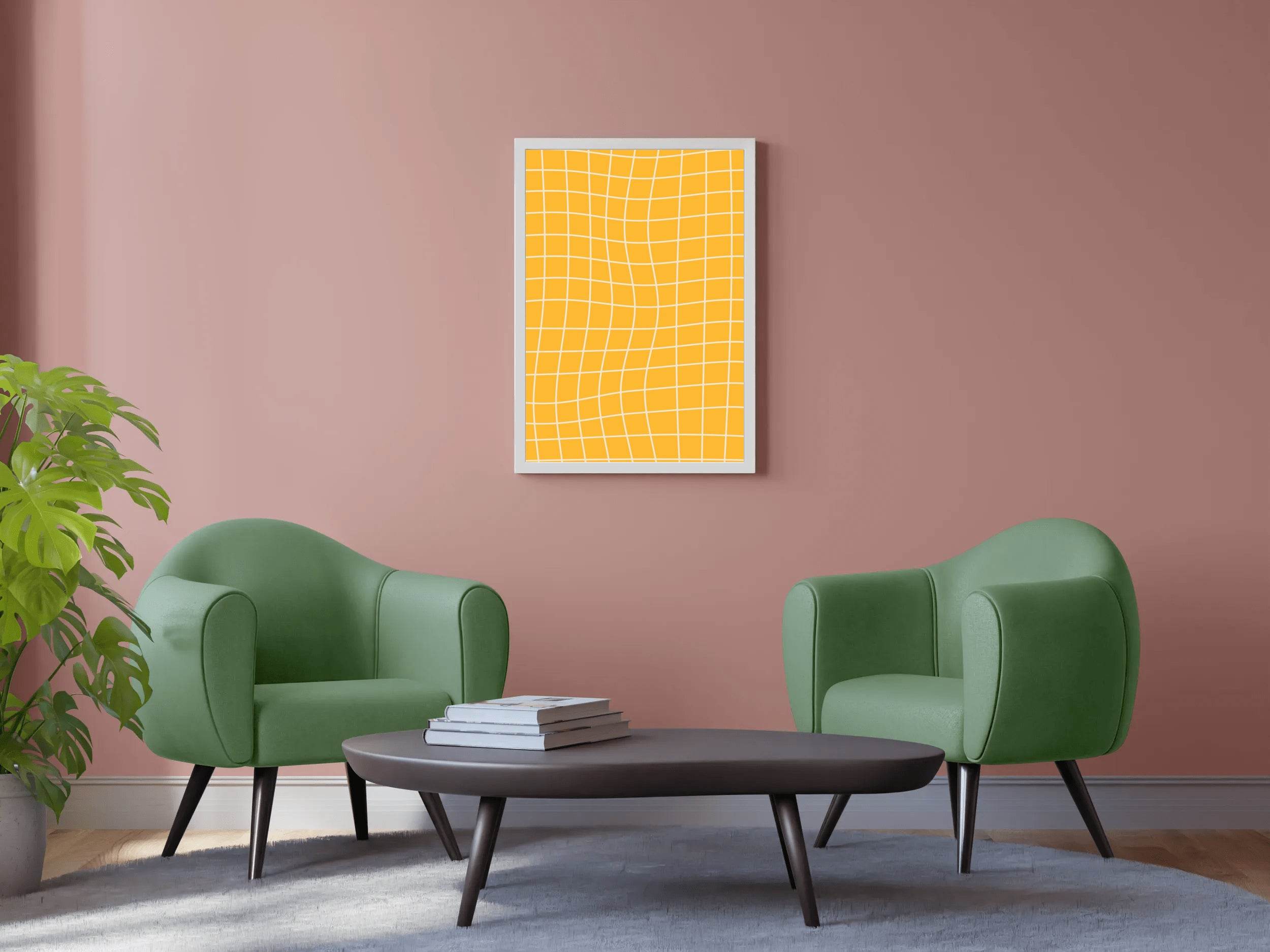 Yellow Curved Background Painting Wall Art - beink online art store