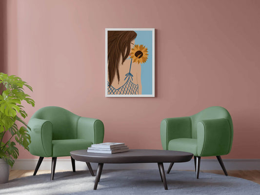Girl With a Sunflower Wall Art - beink online art store