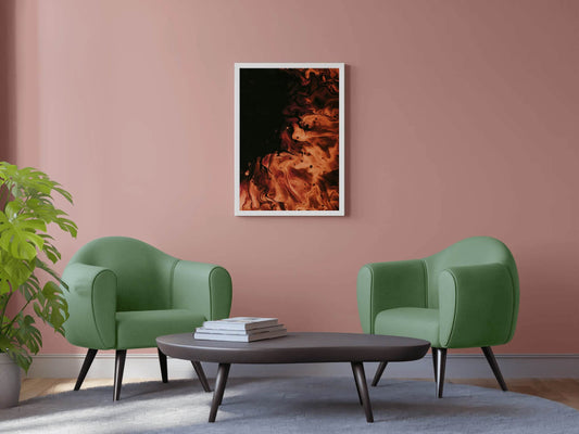 Fire Burning Brush Strokes Abstract Wall Art - beink online art store