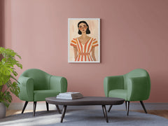 Women in Senset Stripes Dress - Bold Serenity Wall Art