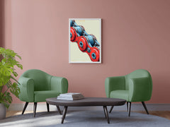 Painting of Red and Blue Bicycle Chain Artwork