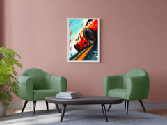 Ferrari Red Cartoon Style Wall Art