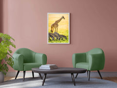 Northren Giraffe and Zebra Grazing in Savanna Wall Art - beink online art store