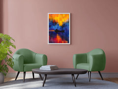 Watercolor Painting Of Boating On The River Wall Art