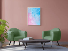 Aqua and Pink Water Paint Abstract Wall Art