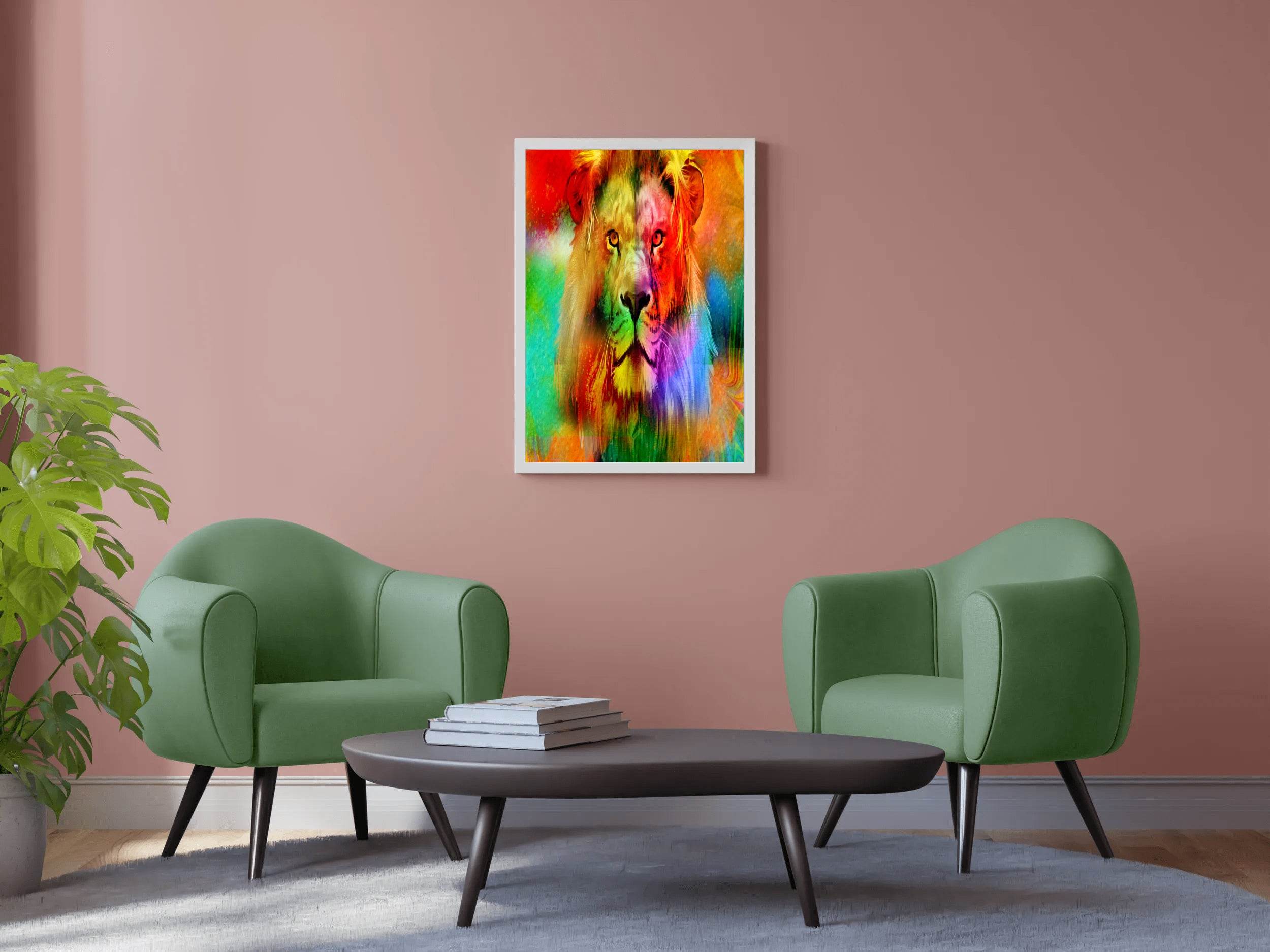 Multicolor Loin Face Wall Art - beink online art store