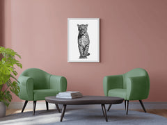 African Leopard Black & White Wall Art