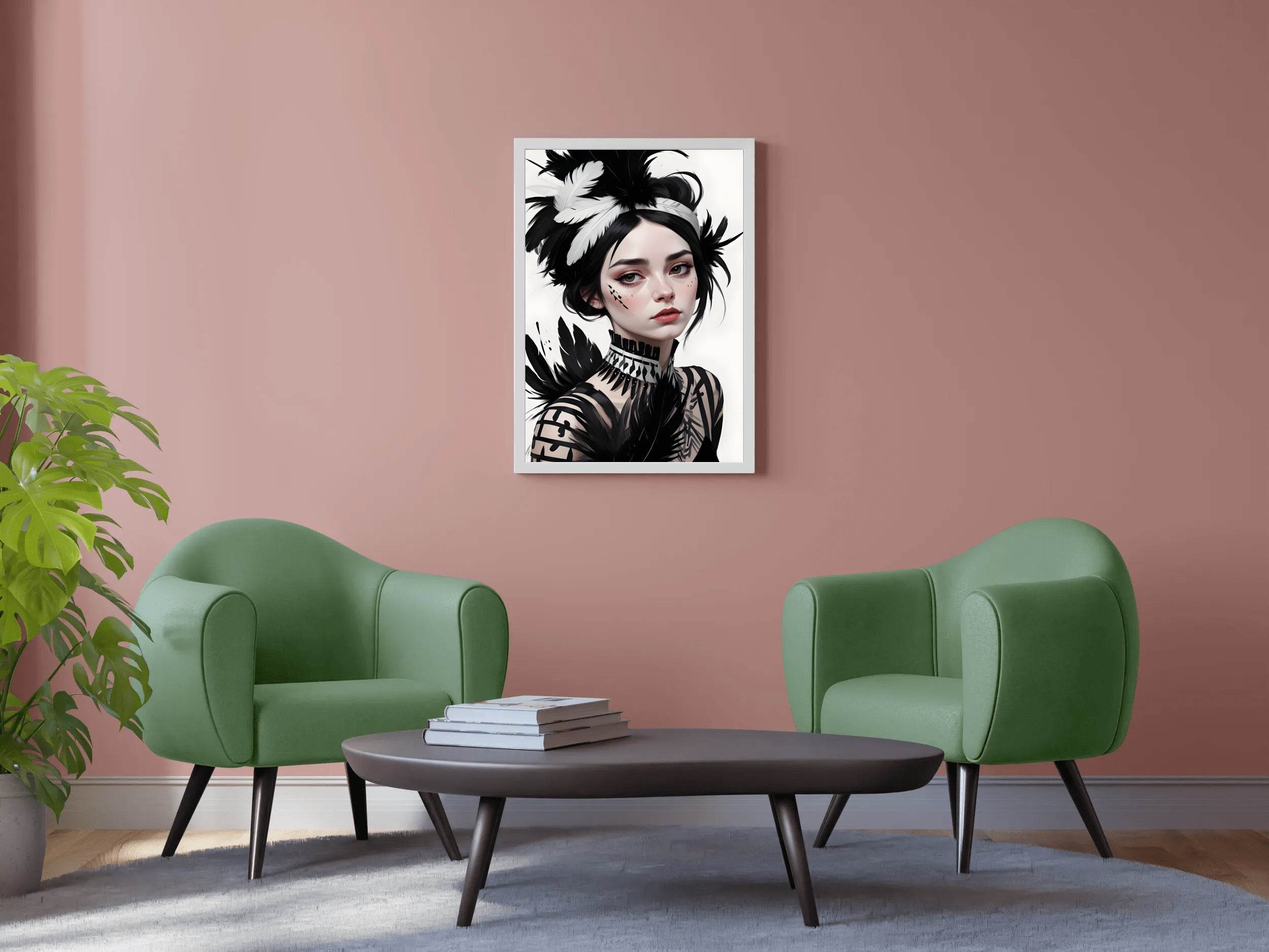 Lady with Feather Clothes Wall Art - beink online art store