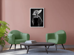 Elegant Women with Hat Black & White Wall Art