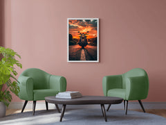 Motorcycle in Sunset Wall Art