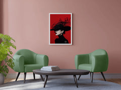 Elegant Lady With Black Hat Modern Wall Art