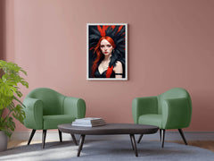 Red Hair Lady with Black Dress Wall Art - beink online art store