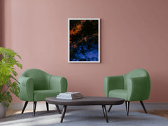 Blue and Fire Oil Paint Abstract Wall Art