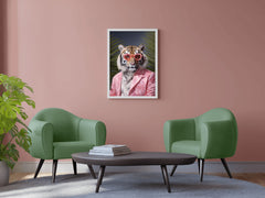 Tiger Wearing Pink Goggle and Coat Animal Wall Art