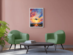 Drawing Of Airplane Takeoff Wall Art