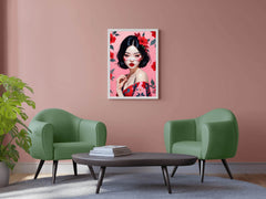 Japanese character with Pink and Red flower background Wall Art - beink online art store