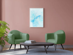 Cyan Color Oil Spread Abstract Wall Art