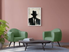 Painting of a Man Wearing a Hat and a Suit