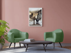 Zebra and Tiger Drinking Water Wall Art