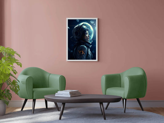 Female Astronaut portrait from side Wall Art - beink online art store