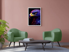 Golden Eagle Painted Blue and Pink Bird Wall Art