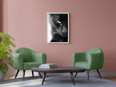 Static Eyes Cat Black & White Wall Art