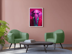 Pink Painted Elephant With Glasses Animal Wall Art