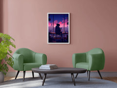 Evening Cityscape Neon Lights Lofi Style and Moody Anime Wall  Art