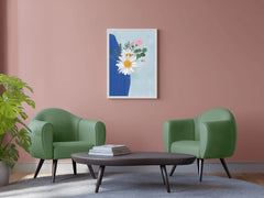 Flowers With Blue Vase Wall Art