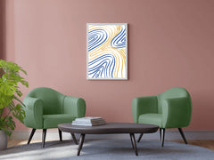 Blue And Yellow Wavy Lines Wall Art