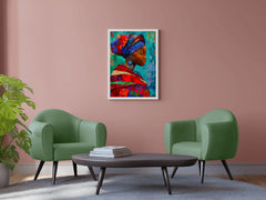 Colorful Scarf African Woman  Wall Art