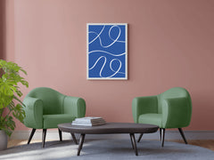 White Lines on A Blue Background Wall Art