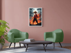 Monkey D. Luffy on Fire Anime Wall  Art