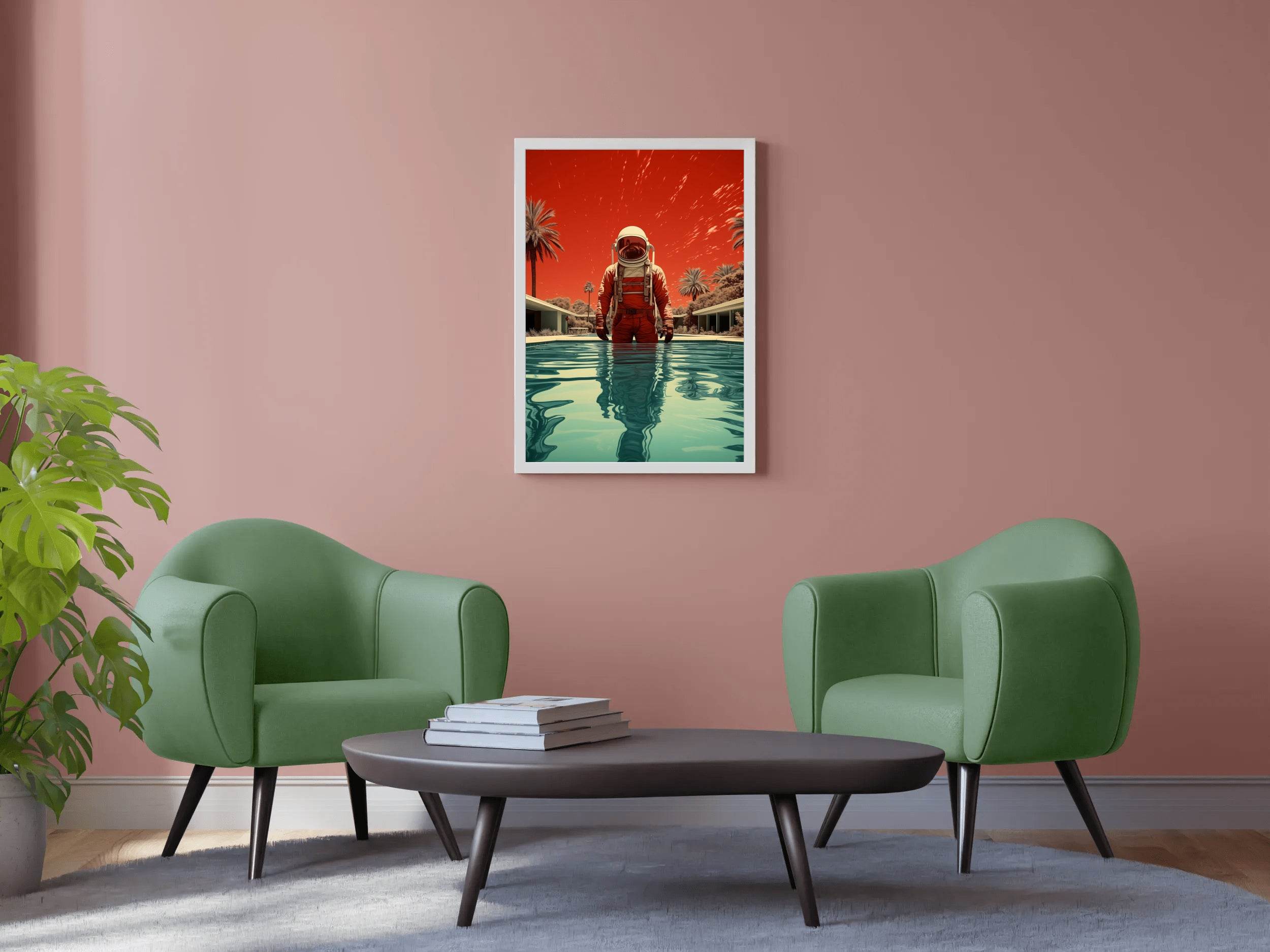 Astronaut Diving in orange suits Wall Art - beink online art store