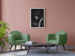 Girl in Hat Black & White Wall Art