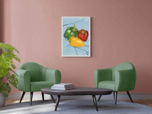 Colored Bell Pepper Painting Wall Art - beink online art store