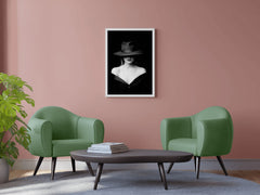 Elegant Lady With Hat Black & White Wall Art