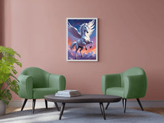 Painting of White Flying Unicorn Wall Art