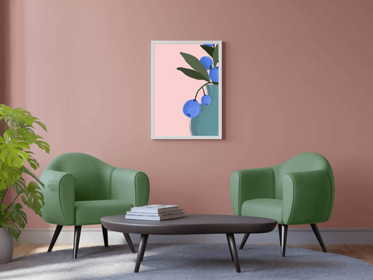 Blueberry Stem Wall Art - beink online art store