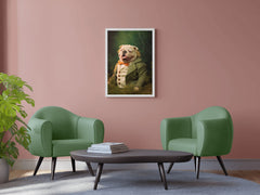 Comical Bulldog Wearing Coat Animal Wall Art